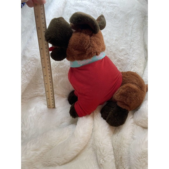 1997 Vintage TRENDMASTERS BULLDOG PLUSH 14” Puppy With Red Sweater - Picture 7 of 8